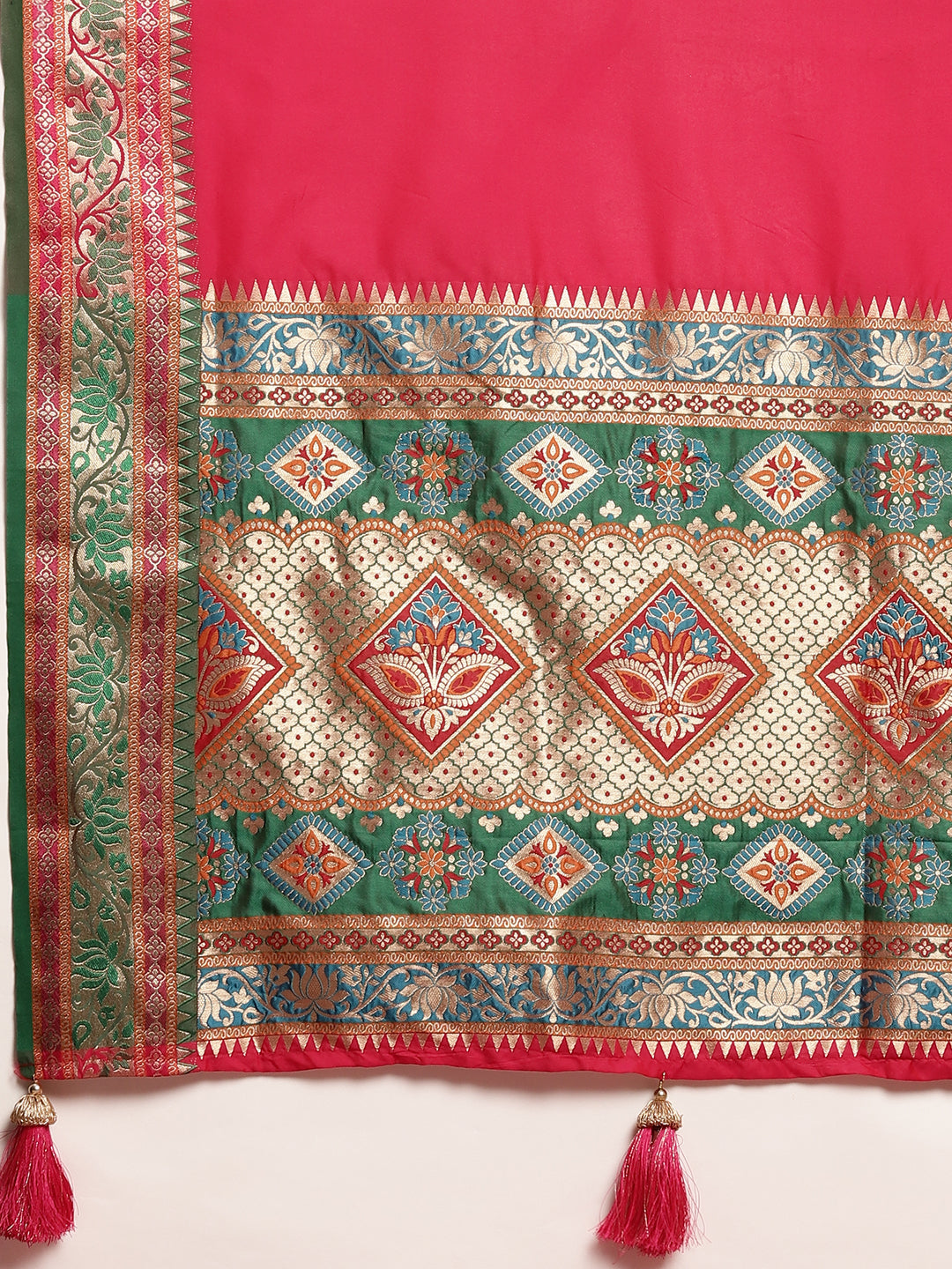 Traditional Woven Banarasi Silk Saree with Rich Designer Border & Grand Pallu-maroon