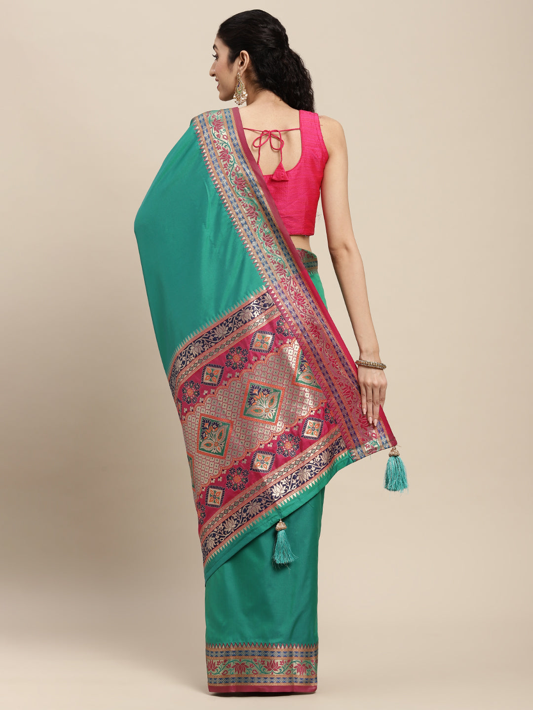 Traditional Woven Banarasi Silk Saree with Rich Designer Border & Grand Pallu-rama