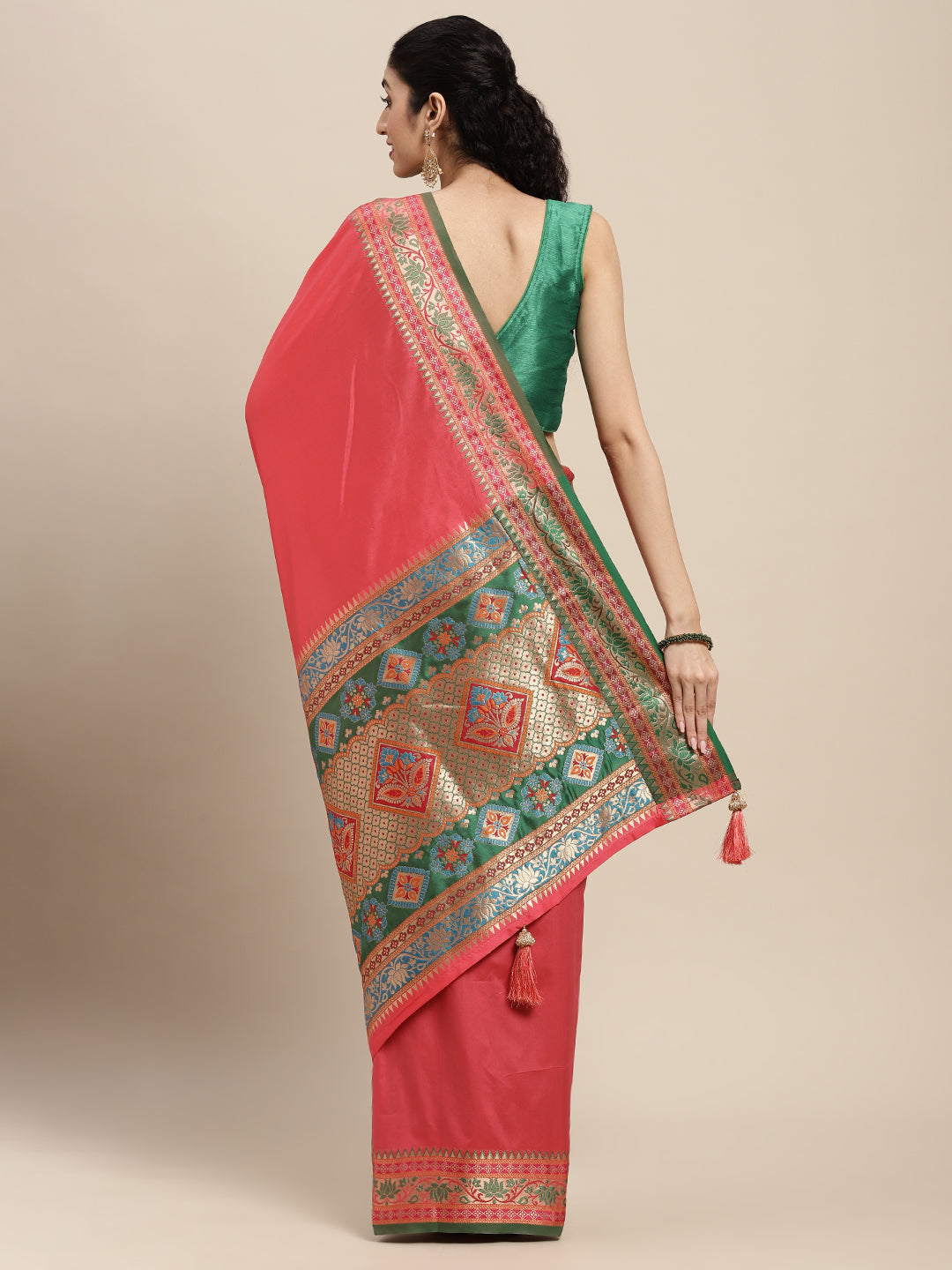 Traditional Woven Banarasi Silk Saree with Rich Designer Border & Grand Pallu- gajari