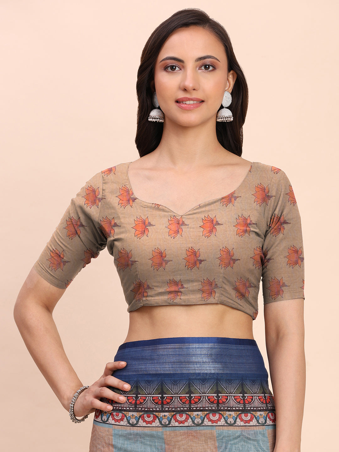 Printed Cotton Linen Saree with Ethnic Motif Design & Artistic Pallu-black1