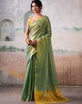 Pastel Green Tissue Silk Saree with Golden Pallu