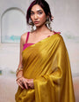 Yellow Tissue Silk Saree with Golden Pallu