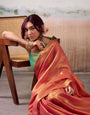 Peach Tissue Silk Saree with Golden Pallu