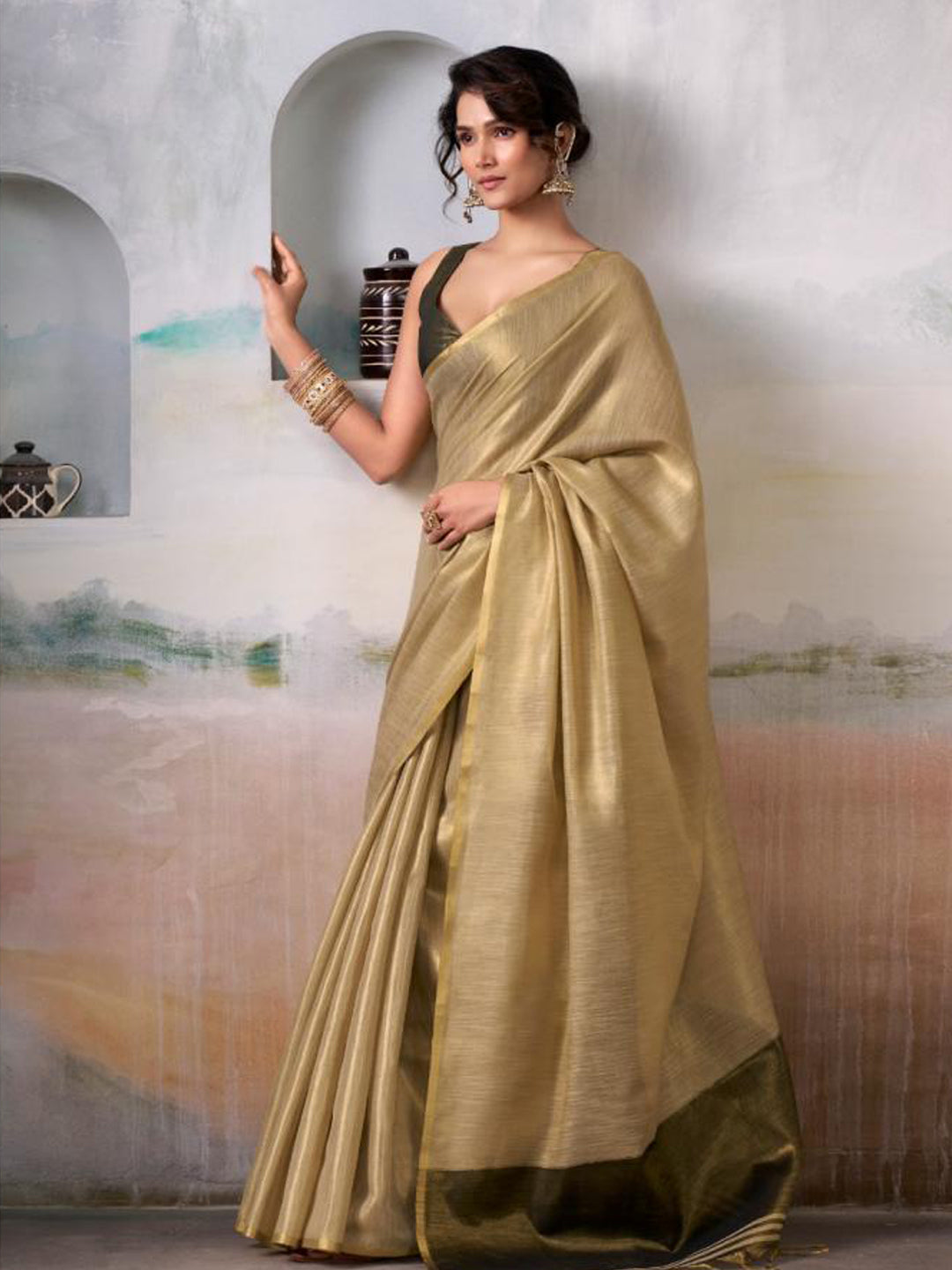 Golden Tissue Silk Saree with Golden Pallu